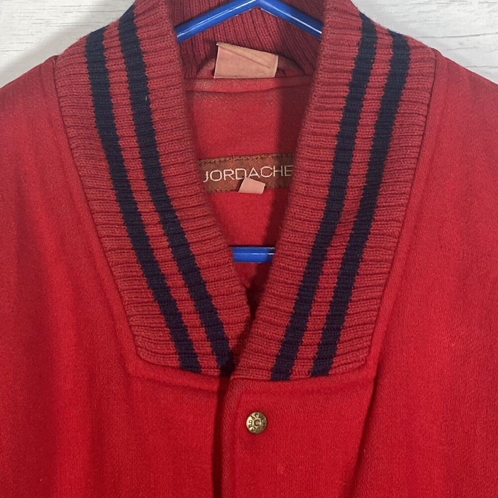 Vintage Jordache Varsity Bomber Jacket Red Blue Wool Blend - Picture 2 of 7